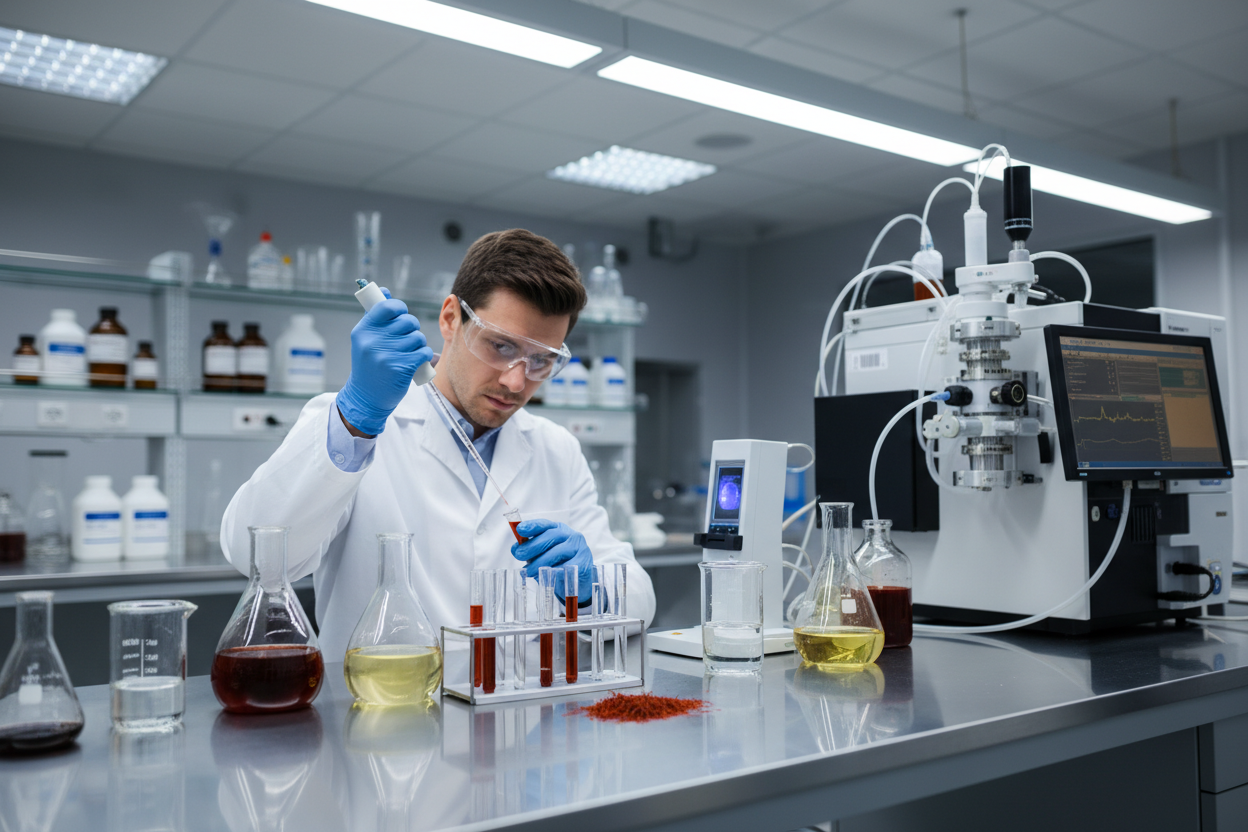 Laboratory testing of saffron extract under controlled conditions
